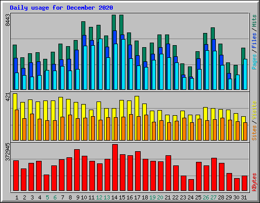 Daily usage for December 2020