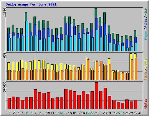 Daily usage for June 2021