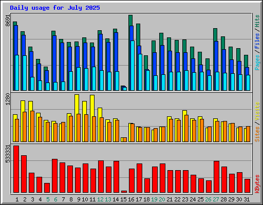 Daily usage for July 2025